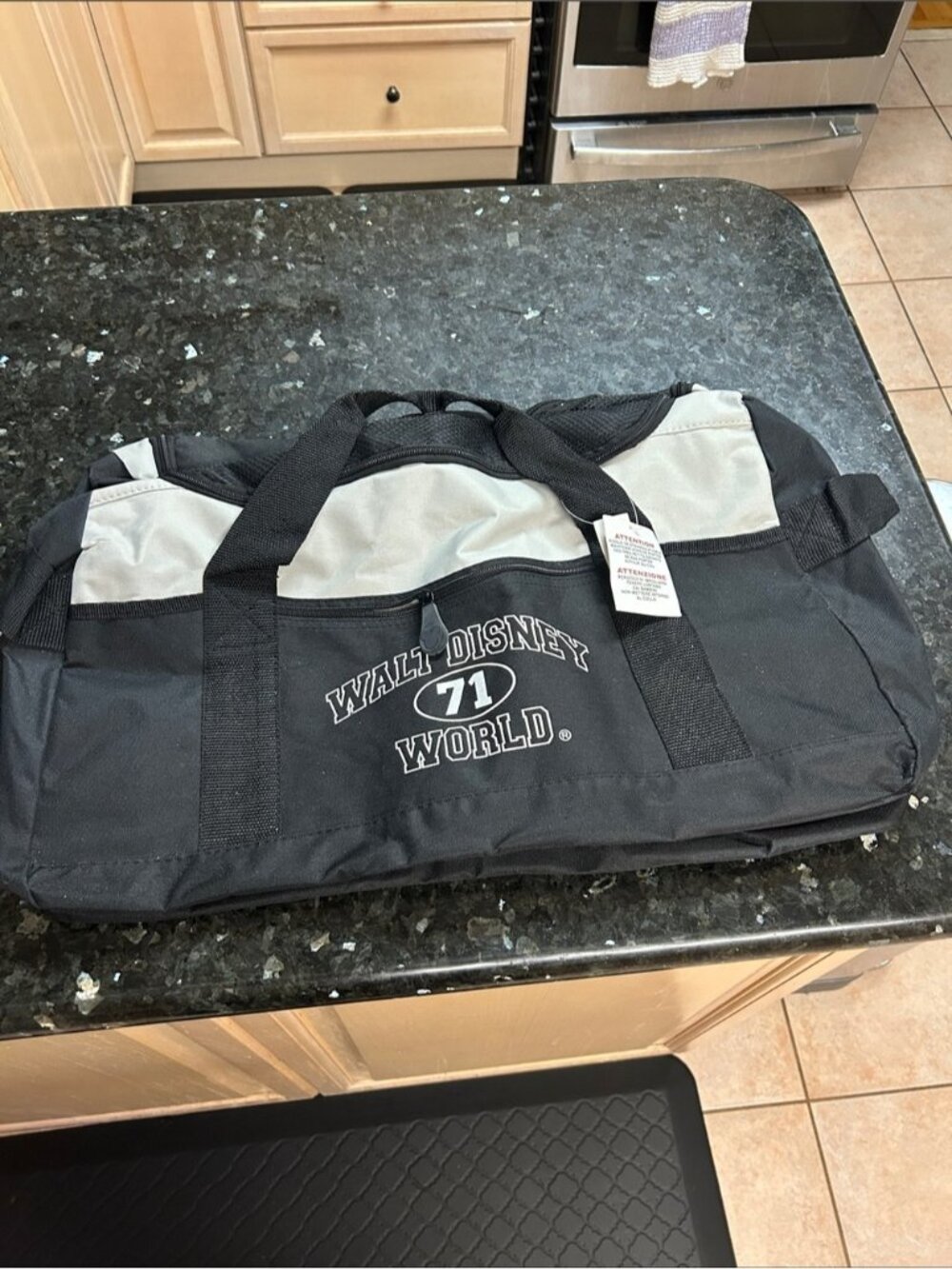 NWT Vintage Walt Disney World 71 Duffle 20"x11"x11" Black And White